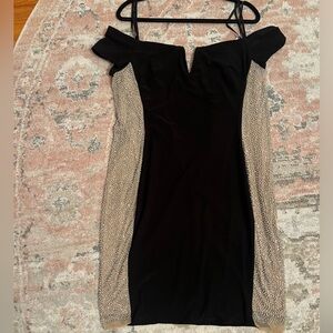 Xscape Black off the Shoulder Beaded Dress